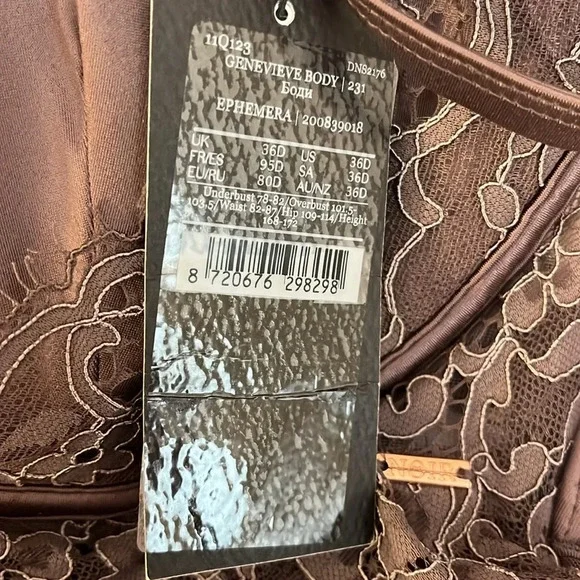 Noir | Genevieve Bodysuit Ephemera Lace Thong Padded Womens size 36D Hunkemoller - Picture 10 of 11